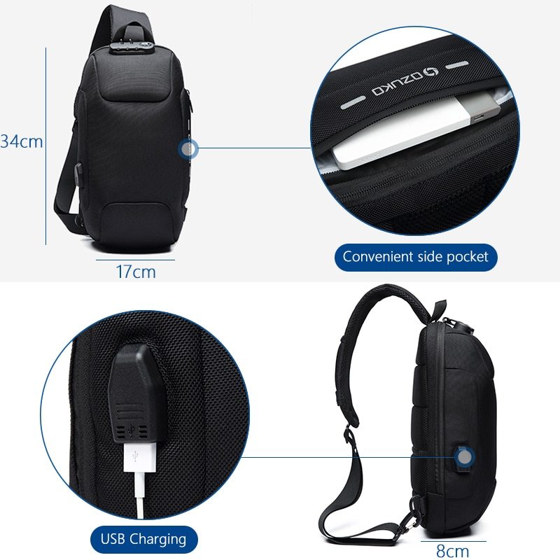 UrbanGuard™ Crossbody Chest Bag – USB Charging