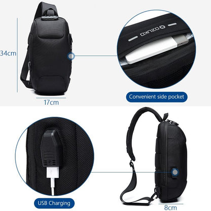 UrbanGuard™ Crossbody Chest Bag – USB Charging